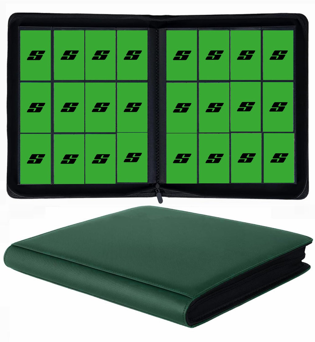12 Pocket 720 Pockets Trading Card Binder Ringless Side Loading Card Holder Album Trading Card Album Fit for YuGiOh MTG TCG Game Cards Sports Cards Business Cards (Green)